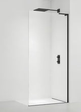 Walk-in tuš stijena SAT Walk-in 120 cm u mat crnoj boji s prozirnim sigurnosnim staklom