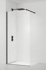 SAT Walk-in tuš stijena Walk-In 130 cm u crnoj boji s prozirnim sigurnosnim staklom