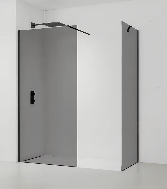 SAT Walk-in tuš stijena Walk-In 140 × 90 cm u crnoj boji s neprozirnim dimljenim staklom