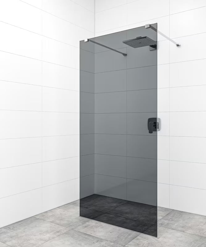 Bezokvirna walk-in tuš stijena 140 cm od sigurnosnog stakla s kromiranom stabilizacijskom šipkom