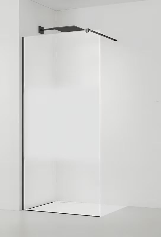 SAT Walk-in tuš stijena Walk-In 140 cm u crnoj boji s prozirnim staklom i intimnom trakom