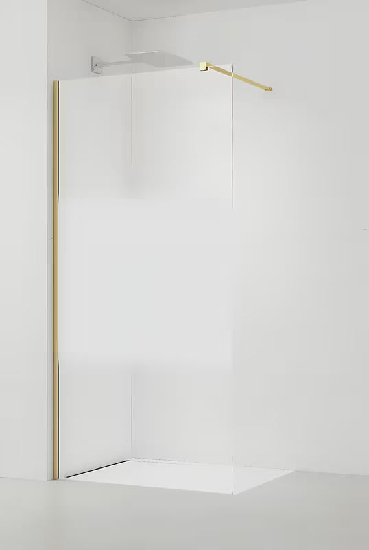 SAT Walk-in tuš stijena Walk-In 140 cm od prozirnog stakla s intimnom trakom i profilima u brušenom zlatu