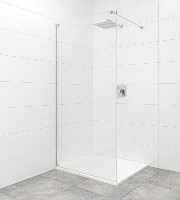 SAT Walk-in tuš stijena Walk-In 140 cm od prozirnog sigurnosnog stakla s kromiranom potpornom šipkom