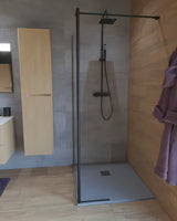 SAT Walk-in tuš stijena Walk-In 140 cm u crnoj boji s prozirnim staklom bez dekora