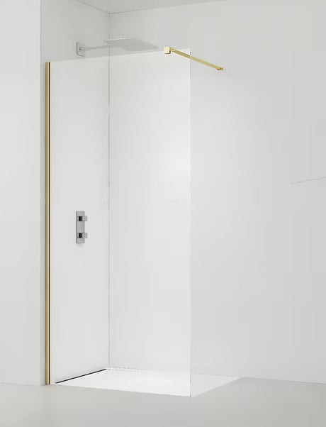 SAT Walk-in tuš stijena Walk-In 140 cm u mesing izvedbi s prozirnim staklom