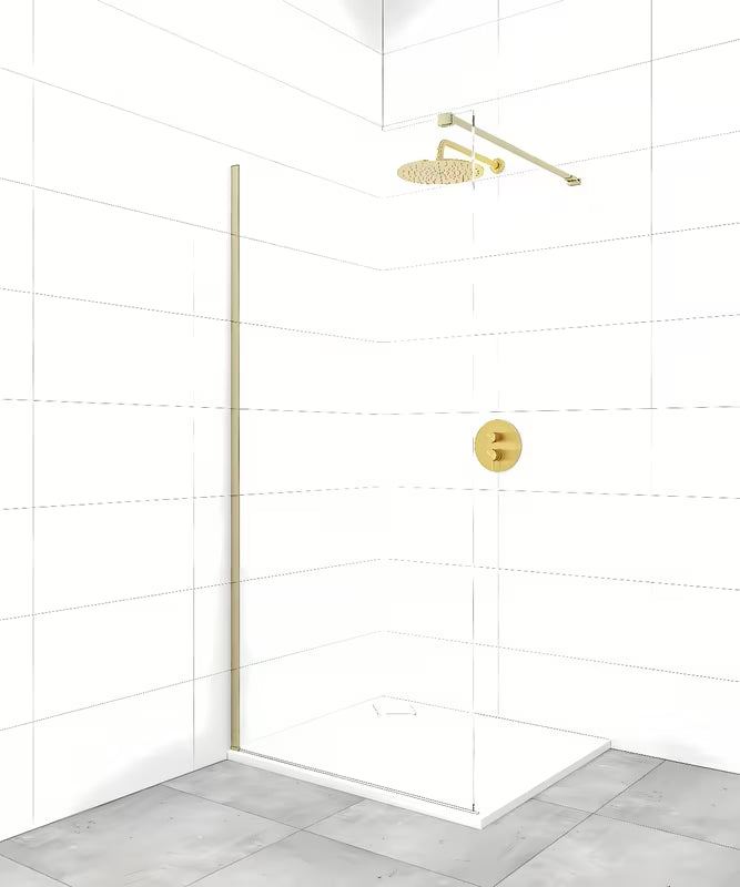 SAT Walk-in tuš stijena Walk-In 140 cm u mesing izvedbi s prozirnim staklom