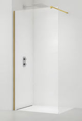 Walk-in tuš stijena SAT Walk-in 150 cm sa zlatnim profilima i prozirnim sigurnosnim staklom