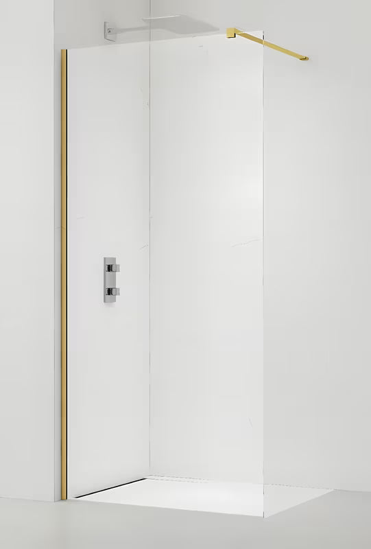 Walk-in tuš stijena SAT Walk-in 150 cm sa zlatnim profilima i prozirnim sigurnosnim staklom