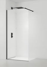 Walk-in tuš stijena SAT Walk-in 70 cm s prozirnim staklom i mat crnim profilima
