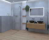 Walk-in tuš stijena SAT Walk-in 70 cm u krom izvedbi s prozirnim staklom i bezokvirnom izvedbom.