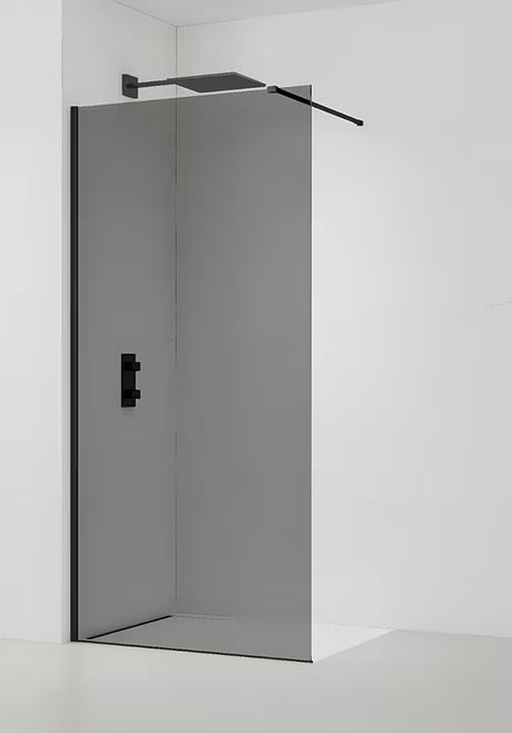 Tuš stijena Walk-In SAT 80 cm s crnim profilima i neprozirnim staklom sa zadimljenim efektom