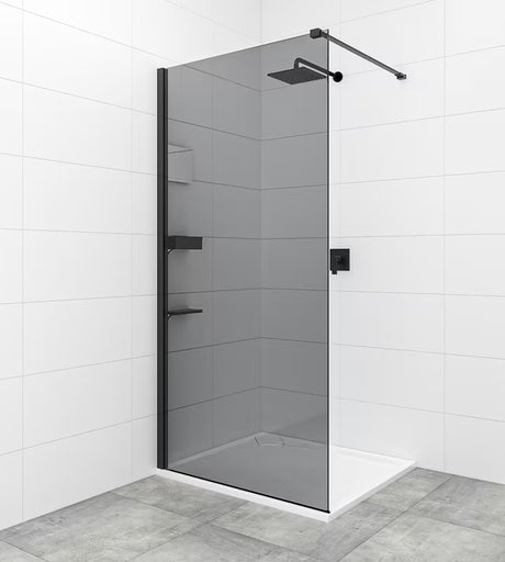 SAT Walk-in tuš stijena Walk-In 80 cm u crnoj boji s neprozirnim dimljenim staklom