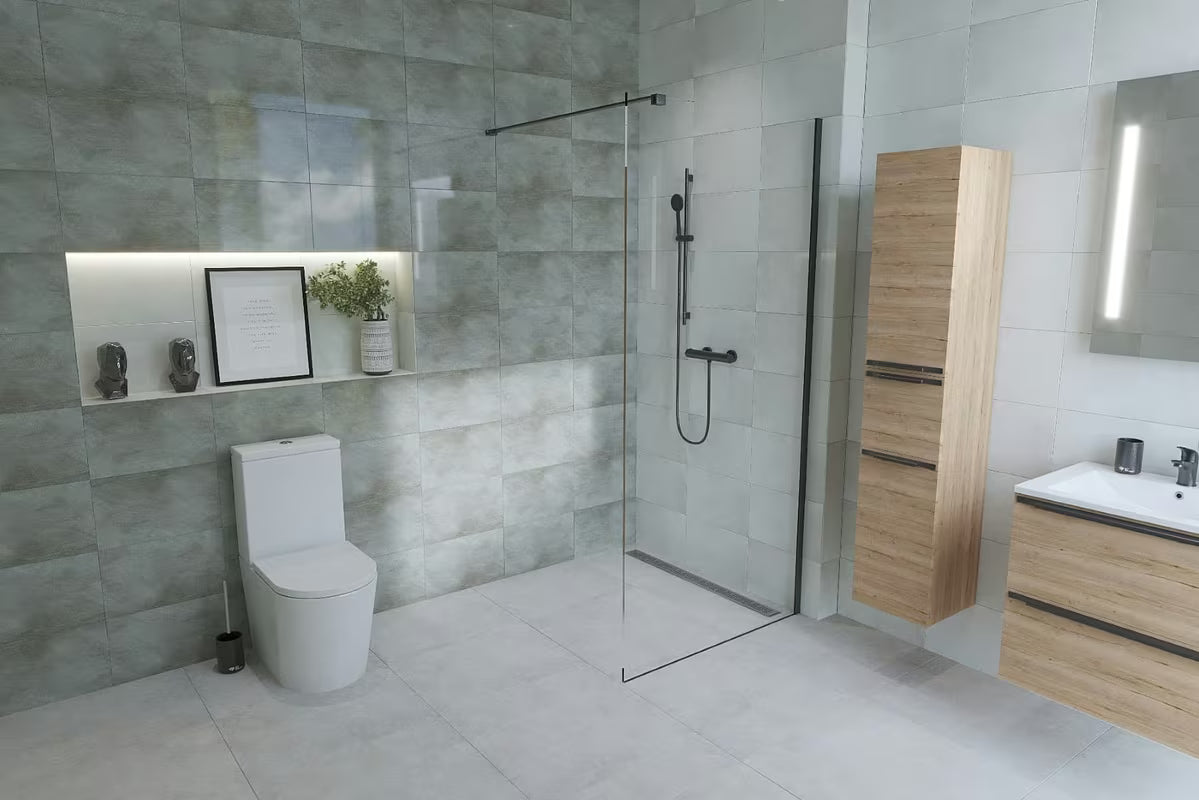 SAT Walk-in tuš stijena Walk-In 80 cm u crnoj izvedbi s prozirnim sigurnosnim staklom