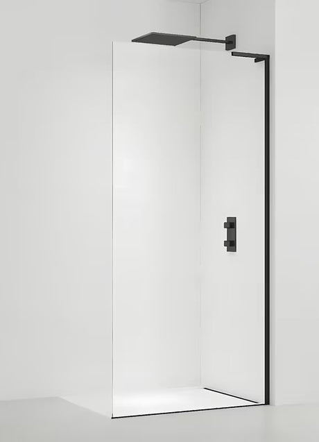 Walk-in tuš stijena SAT Walk-in 80 cm u crnoj mat boji s prozirnim sigurnosnim staklom