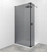SAT Walk-in tuš stijena Walk-In 90 cm u crnoj boji s neprozirnim staklom s efektom dima