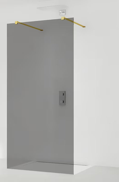 Tuš stijena Walk-In SAT Walk-in 90 cm sa zlatnim profilom i dimljenim staklom