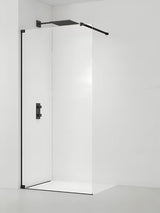 Crna walk-in tuš stijena 90 cm od prozirnog sigurnosnog stakla bez okvira
