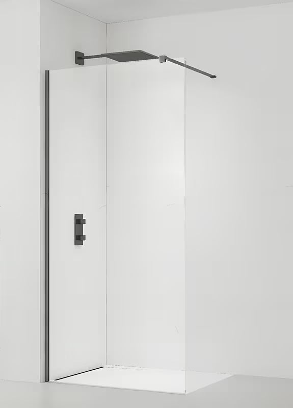 Walk-in tuš stijena SAT Walk-in s prozirnim staklom i PVD Gun metal profilima