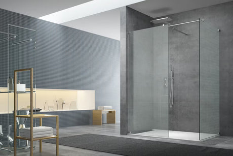 Kromirani šarkni nosač pro za tuš stijenu walk-in SAT Walk-In s donjom letvicom i bočnim profilom.