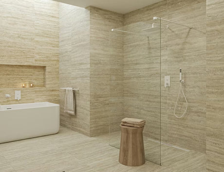 SAT Walk-in tuš stijena Walk-In 100 cm u bijeloj boji s prozirnim sigurnosnim staklom i EasyClean obradom.