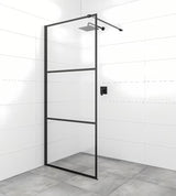 Walk-in tuš stijena SAT Walk-in 110 cm s prozirnim staklom i digitalnim printom crnih pruga