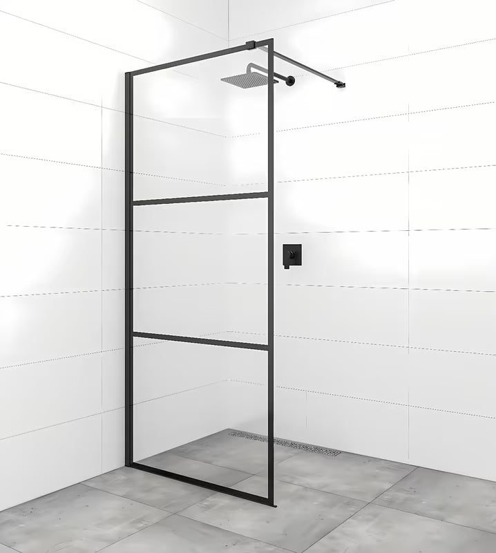 Walk-in tuš stijena SAT Walk-in 110 cm s prozirnim staklom i digitalnim printom crnih pruga