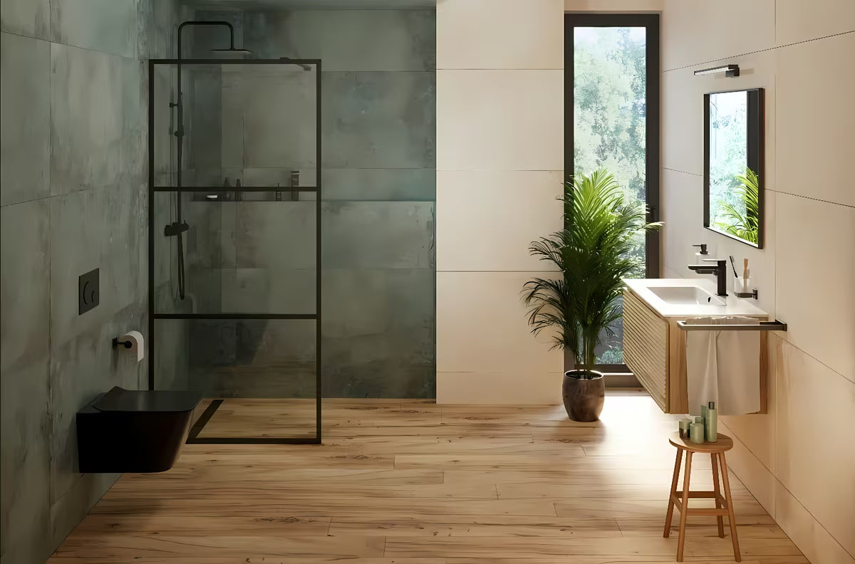 Walk-in tuš paravan SAT Walk-in 120 cm s prozirnim staklom i digitalnim printom crnih pruga