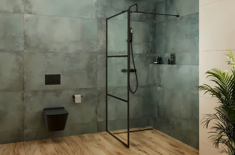 Walk-in tuš paravan SAT Walk-in 120 cm s prozirnim staklom i digitalnim printom crnih pruga