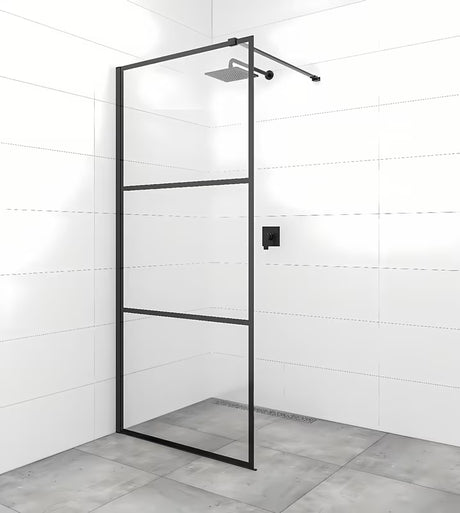 Walk-in tuš stijena SAT Walk-in 90 cm s prozirnim staklom i digitalnim printom crnih pruga