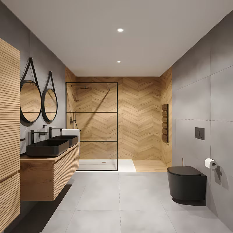 Walk-in tuš stijena SAT Walk-in 90 cm s prozirnim staklom i digitalnim printom crnih pruga