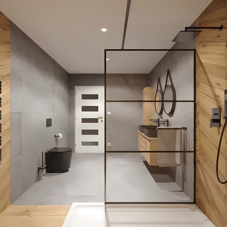 Walk-in tuš stijena SAT Walk-in 90 cm s prozirnim staklom i digitalnim printom crnih pruga