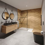 Walk-in tuš stijena SAT Walk-in 90 cm s prozirnim staklom i digitalnim printom crnih pruga