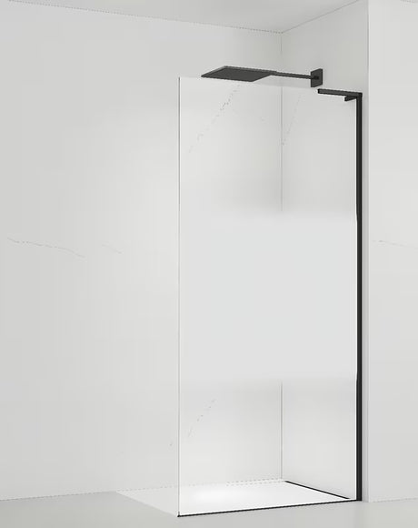 Crna walk-in tuš stijena SAT Walk-in 100 cm s prozirnim staklom, intimnom trakom i obradom EasyClean