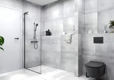 Walk-in tuš stijena SAT Walk-in 100 cm u mat crnoj boji s prozirnim staklom i EasyClean premazom