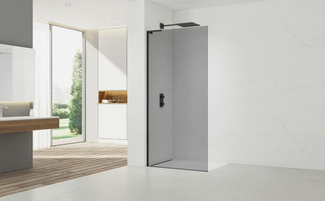 Walk-in tuš stijena SAT 110x200 cm sa sivim staklom i crnim mat profilima