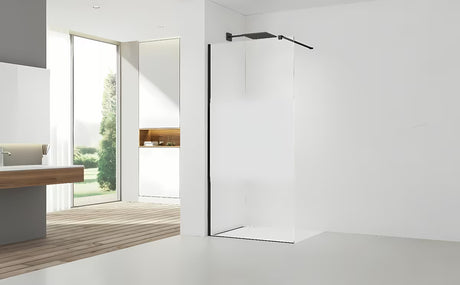 Crna walk-in tuš stijena SAT Walk-in 110 cm s prozirnim staklom i intimnom trakom