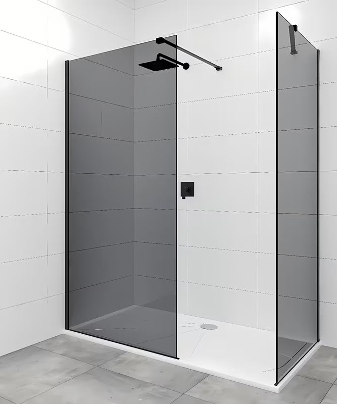 SAT Walk-in tuš stijena Walk-In 120x90 cm u crnoj boji s neprozirnim staklom i zatamnjenim efektom.