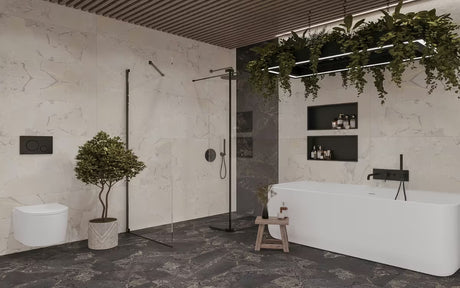 SAT Walk-in tuš stijena Walk-In 120x90 cm u crnoj boji s prozirnim staklom i premazom Easy Clean