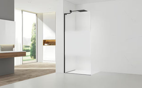Crna walk-in tuš stijena SAT Walk-in 120 cm s prozirnim staklom i intimnom trakom
