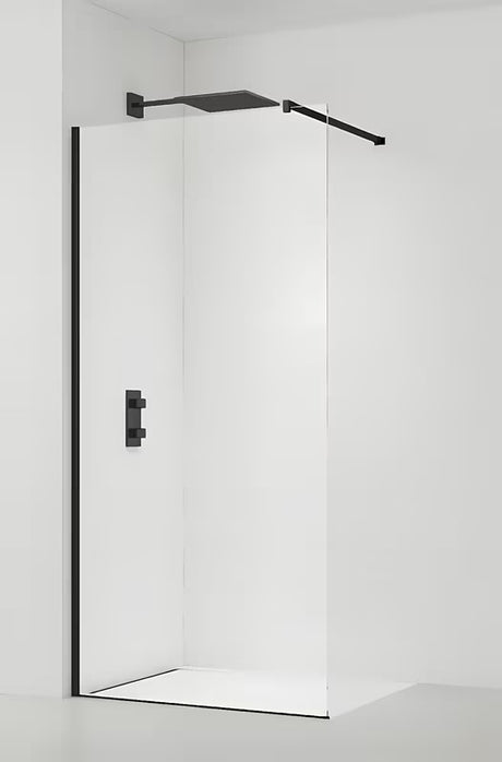 SAT Walk-in tuš stijena Walk-In 130 cm u crnoj boji s prozirnim sigurnosnim staklom