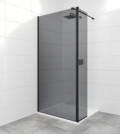 SAT Walk-in tuš stijena Walk-In 140 cm u crnoj izvedbi s neprozirnim dimljenim staklom