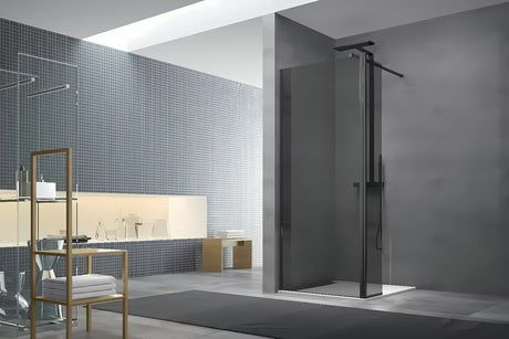 SAT Walk-in tuš stijena Walk-In 140 cm u crnoj izvedbi s neprozirnim dimljenim staklom