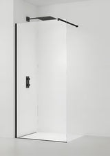 Tuš stijena SAT Walk-in 60 cm u crnoj izvedbi s prozirnim staklom bez dekora