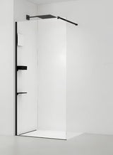 Fiksna tuš stijena Walk-In SAT Walk-in 60 cm s prozirnim staklom i crnim profilima