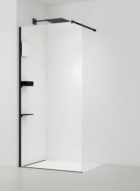Fiksna tuš stijena Walk-In SAT Walk-in 60 cm s prozirnim staklom i crnim profilima