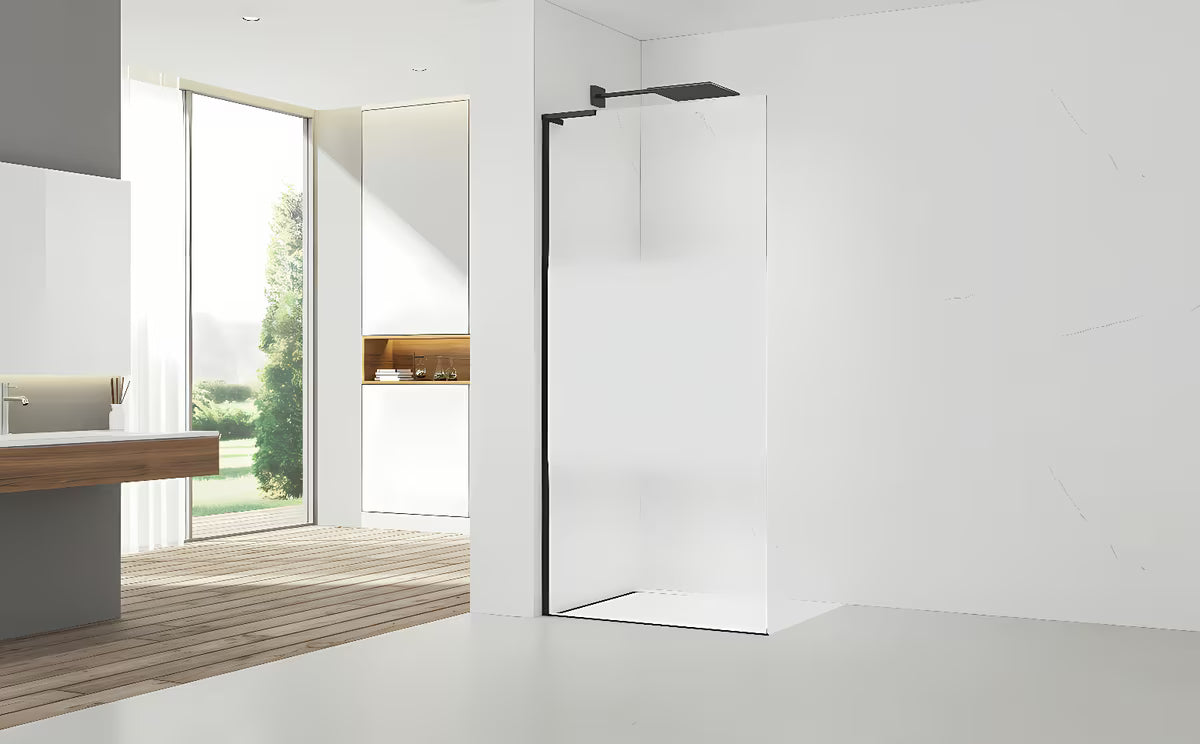 Crna walk-in tuš stijena SAT Walk-in 90 cm s prozirnim staklom i intimnom trakom