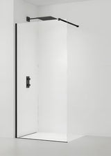 Walk-in tuš stijena SAT Walk-in 100 cm s prozirnim staklom i crnim profilom