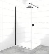 Walk-in tuš stijena SAT Walk-in 100 cm s prozirnim staklom i crnim profilom