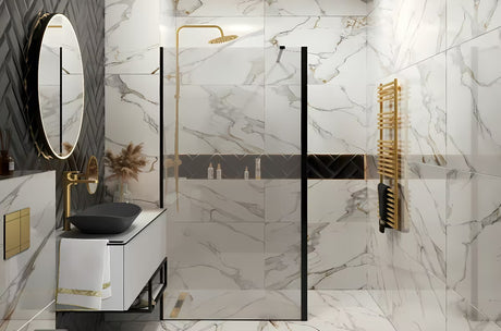 SAT Walk-in tuš stijena Walk-In 110 cm u crnoj boji s prozirnim staklom bez dekora