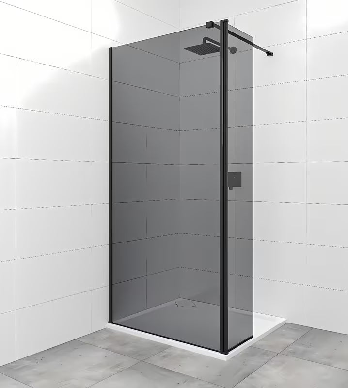 SAT Walk-in tuš stijena Walk-In 120 cm u crnoj boji s neprozirnim staklom i efektom dima